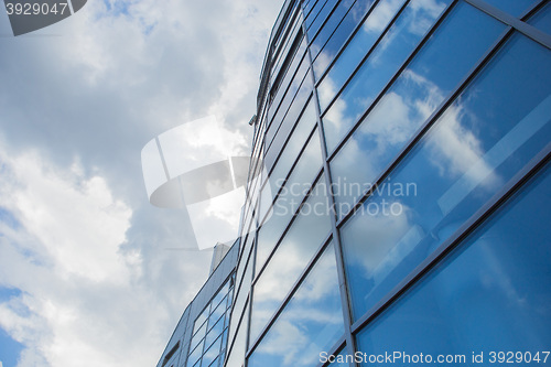 Image of window reflection dayligh as blue background