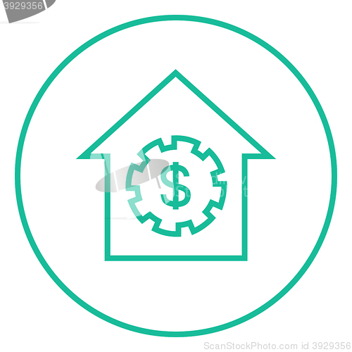 Image of House with dollar symbol line icon.