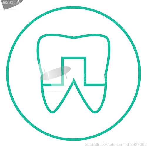 Image of Crowned tooth line icon.