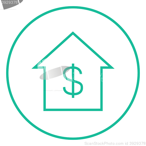 Image of House with dollar symbol line icon.