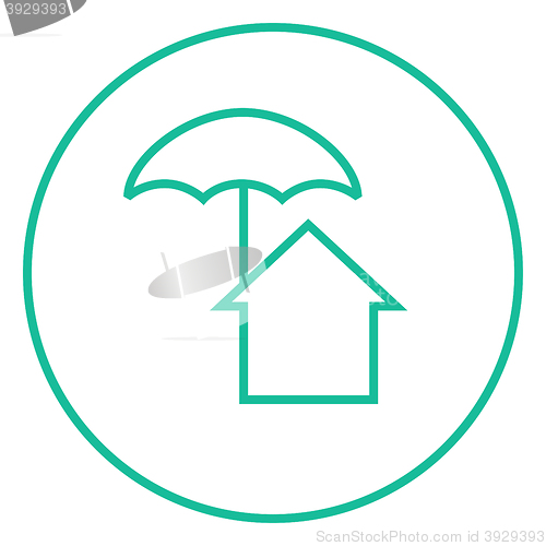 Image of House under umbrella line icon.