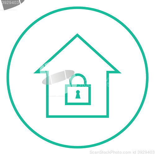 Image of House with closed lock line icon.