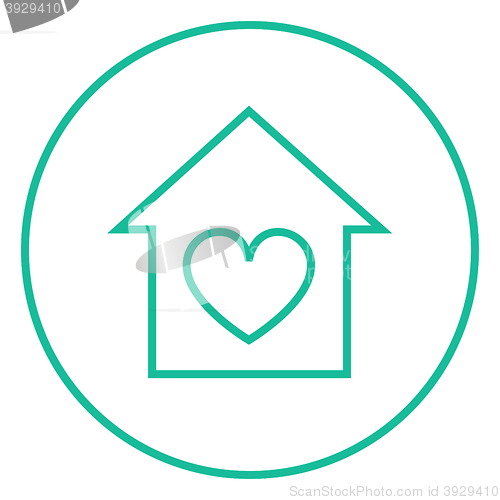 Image of House with heart symbol line icon.