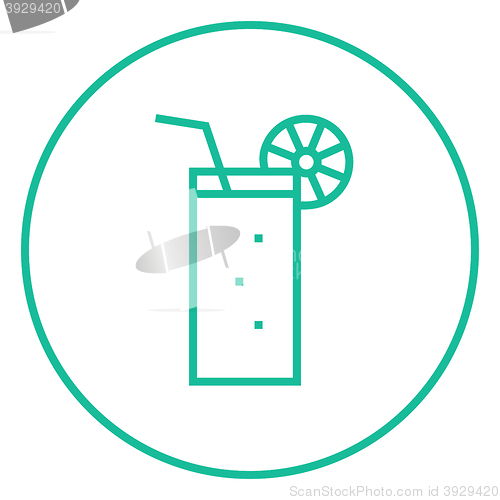Image of Glass with drinking straw line icon.