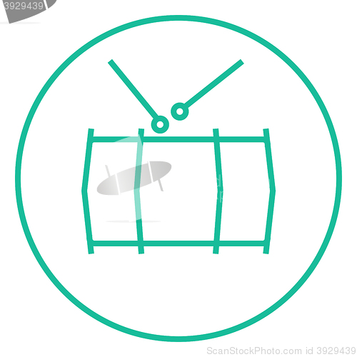 Image of Drum with sticks line icon.