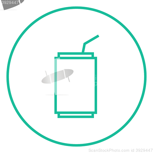 Image of Soda can with drinking straw line icon.