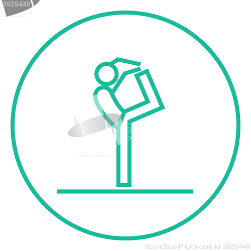 Image of Man practicing yoga line icon.