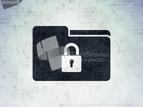 Image of Business concept: Folder With Lock on Digital Data Paper background