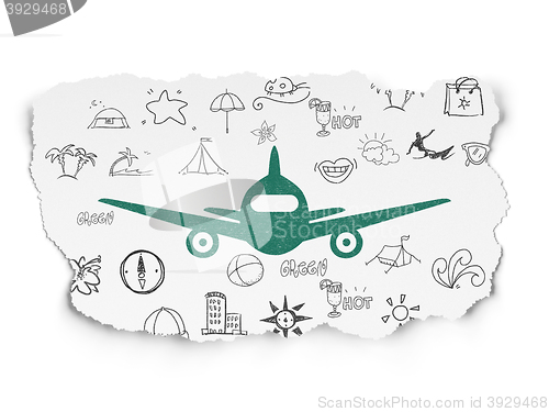 Image of Tourism concept: Aircraft on Torn Paper background