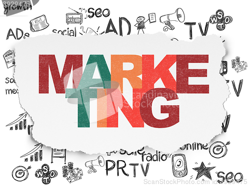 Image of Marketing concept: Marketing on Torn Paper background