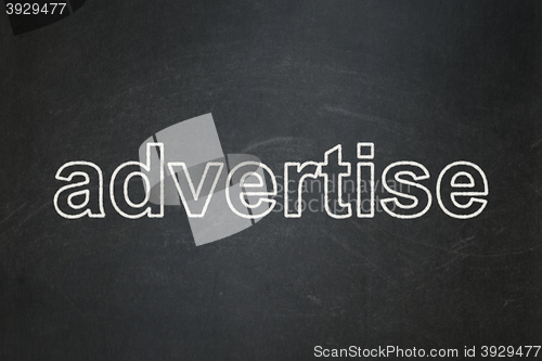 Image of Advertising concept: Advertise on chalkboard background
