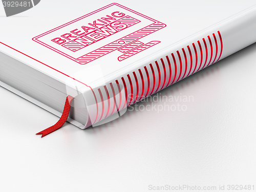 Image of News concept: closed book, Breaking News On Screen on white background