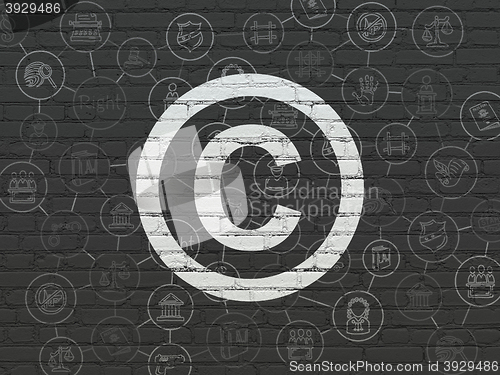 Image of Law concept: Copyright on wall background