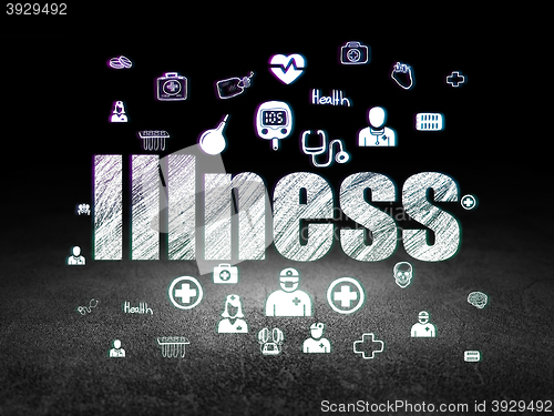 Image of Health concept: Illness in grunge dark room
