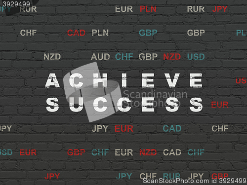 Image of Finance concept: Achieve Success on wall background
