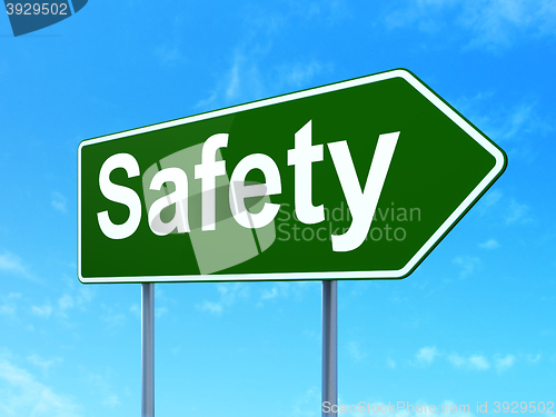 Image of Protection concept: Safety on road sign background
