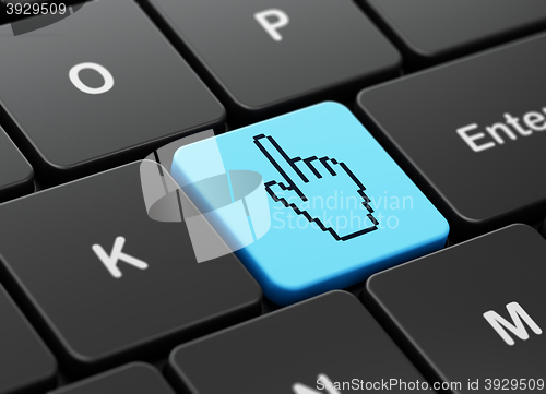 Image of Web development concept: Mouse Cursor on computer keyboard background