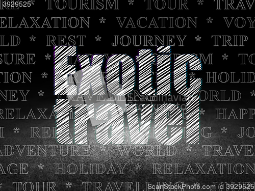 Image of Travel concept: Exotic Travel in grunge dark room