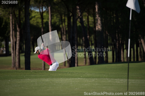 Image of golfer hitting a sand bunker shot