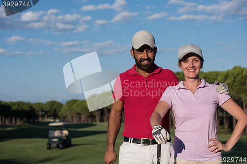 Image of portrait of couple on golf course