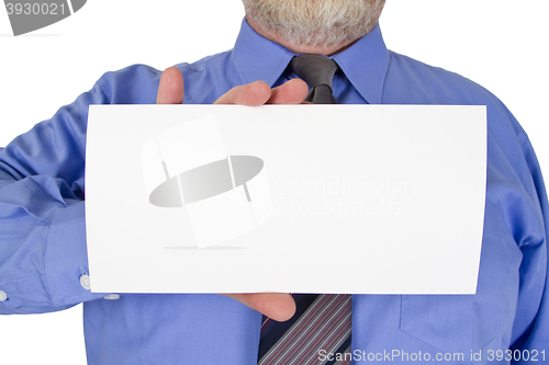 Image of Businessman with blank white card
