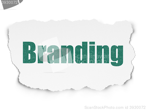 Image of Marketing concept: Branding on Torn Paper background
