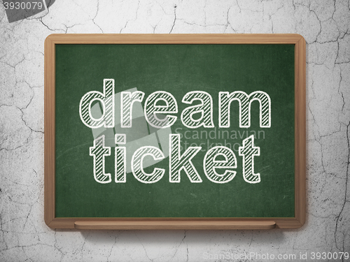 Image of Business concept: Dream Ticket on chalkboard background