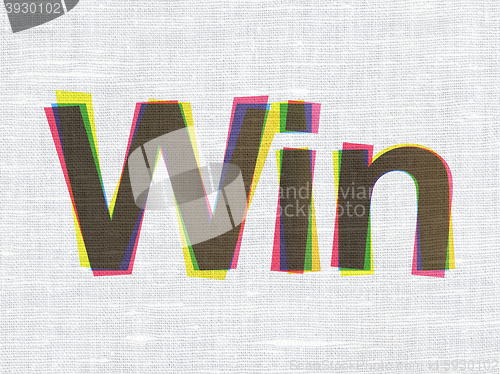 Image of Business concept: Win on fabric texture background