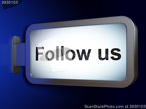 Image of Social media concept: Follow us on billboard background