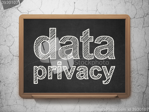 Image of Safety concept: Data Privacy on chalkboard background