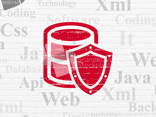 Image of Software concept: Database With Shield on wall background