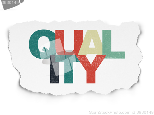 Image of Marketing concept: Quality on Torn Paper background