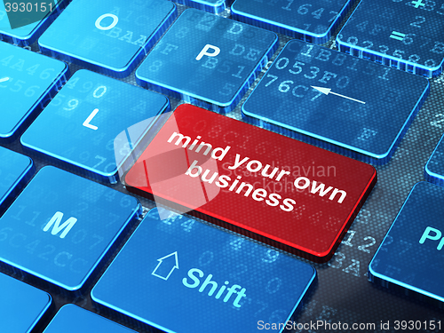 Image of Business concept: Mind Your own Business on computer keyboard background