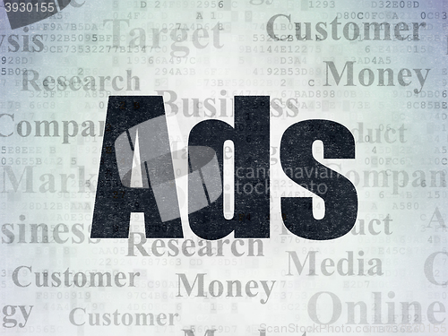 Image of Advertising concept: Ads on Digital Data Paper background
