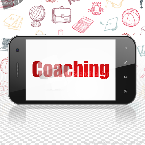 Image of Learning concept: Smartphone with Coaching on display