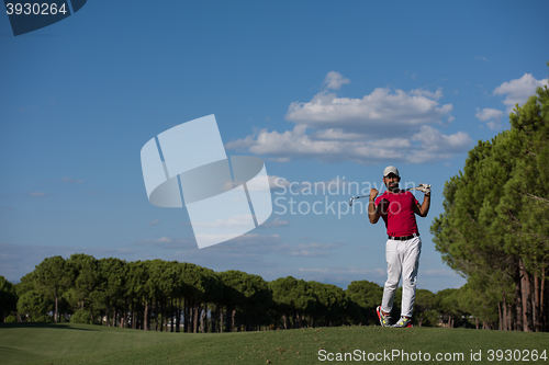 Image of golf player hitting long shot