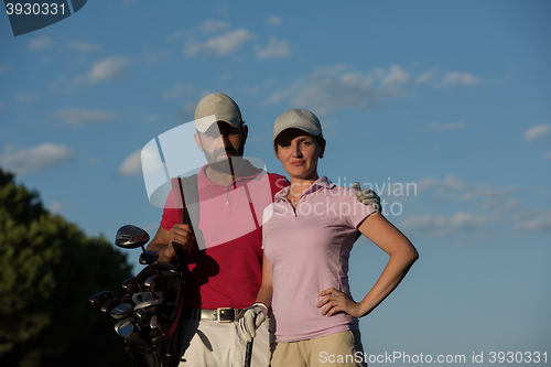 Image of portrait of couple on golf course