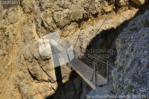 Image of Suspension Footbridge In The Dolomites