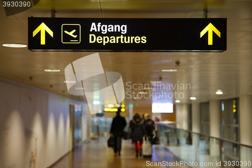 Image of Departures airport sign