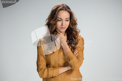 Image of The young woman\'s portrait with sad emotions