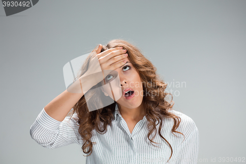 Image of The young woman\'s portrait with pain emotions