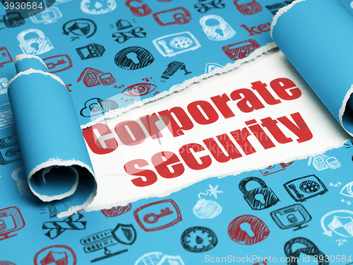 Image of Privacy concept: red text Corporate Security under the piece of  torn paper
