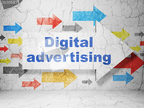 Image of Advertising concept: arrow with Digital Advertising on grunge wall background