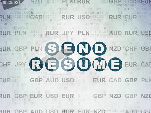 Image of Finance concept: Send Resume on Digital Data Paper background