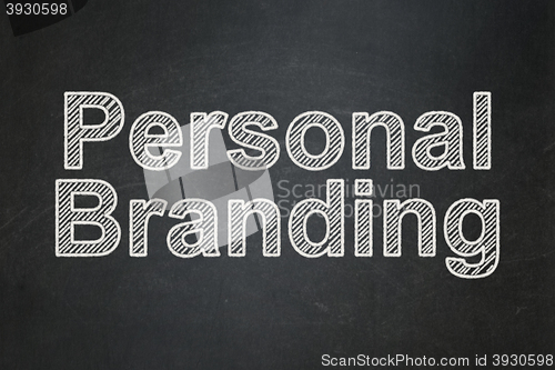 Image of Advertising concept: Personal Branding on chalkboard background