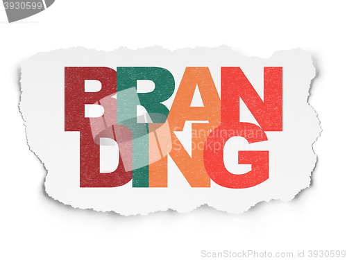 Image of Marketing concept: Branding on Torn Paper background