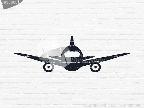 Image of Travel concept: Aircraft on wall background