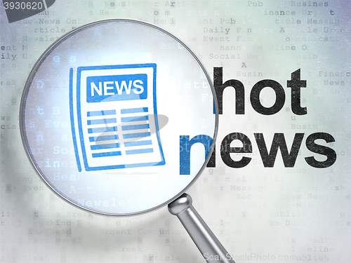 Image of News concept: Newspaper and Hot News with optical glass