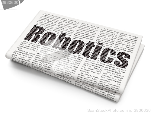 Image of Science concept: Robotics on Newspaper background