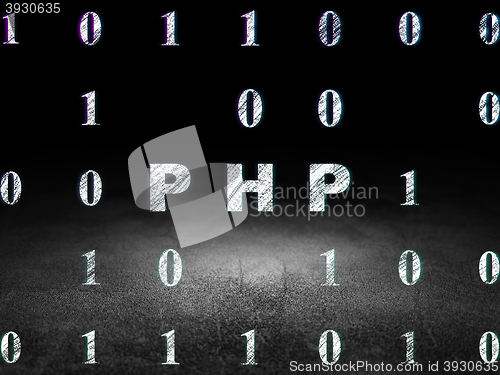 Image of Software concept: Php in grunge dark room